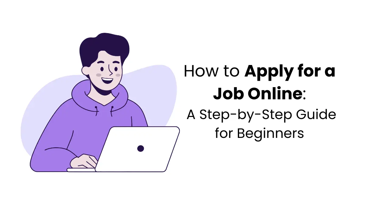 Illustration of an online job application process for beginners using a laptop
